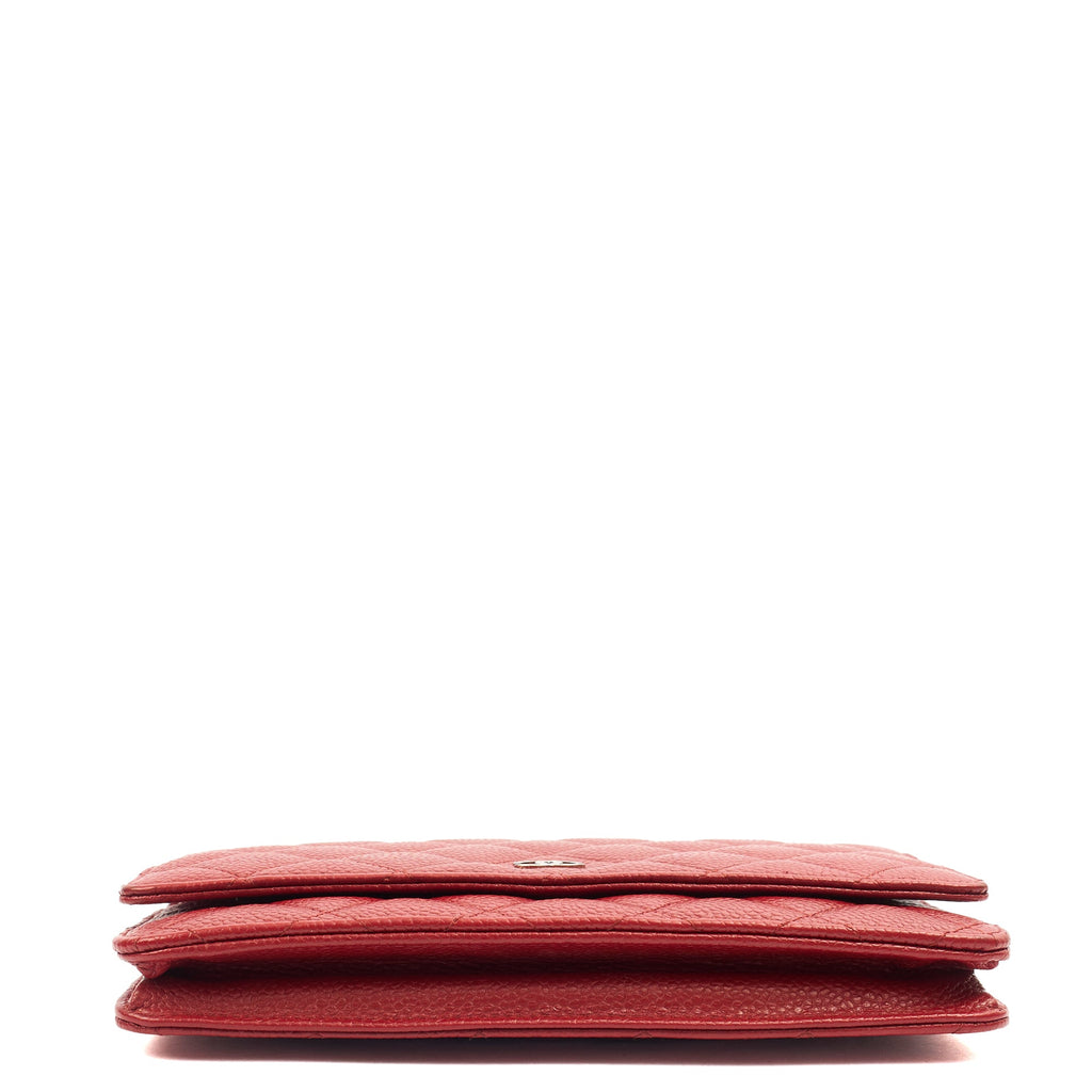Chanel Cross Body Wallet on Chain in Red, Caviar Leather