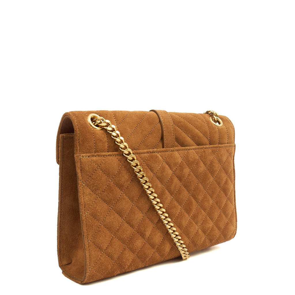 Saint Laurent Cross Body Envelope Shoulder Bag - Small in Brown, Suede