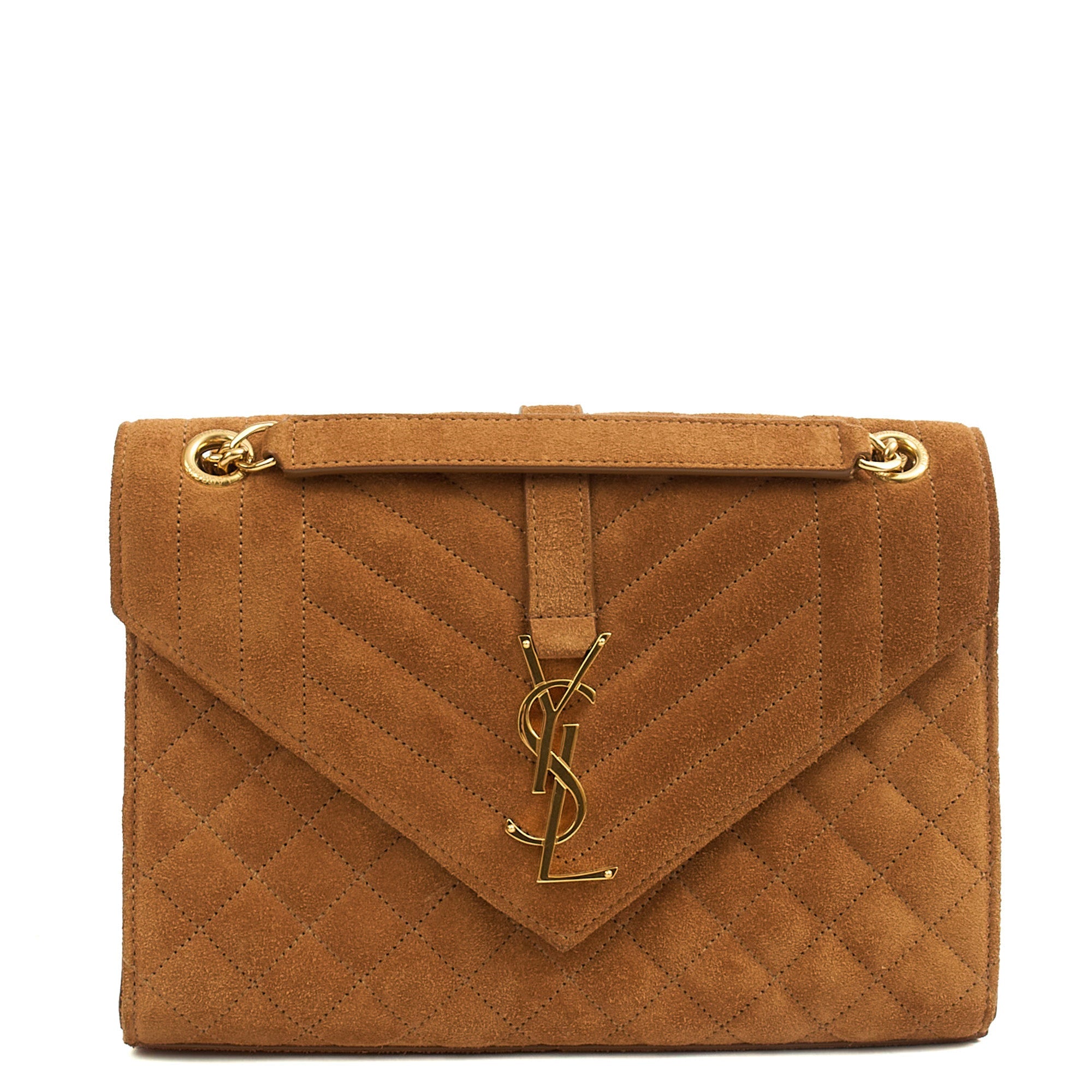 Saint Laurent Cross Body Envelope Shoulder Bag - Small in Brown, Suede