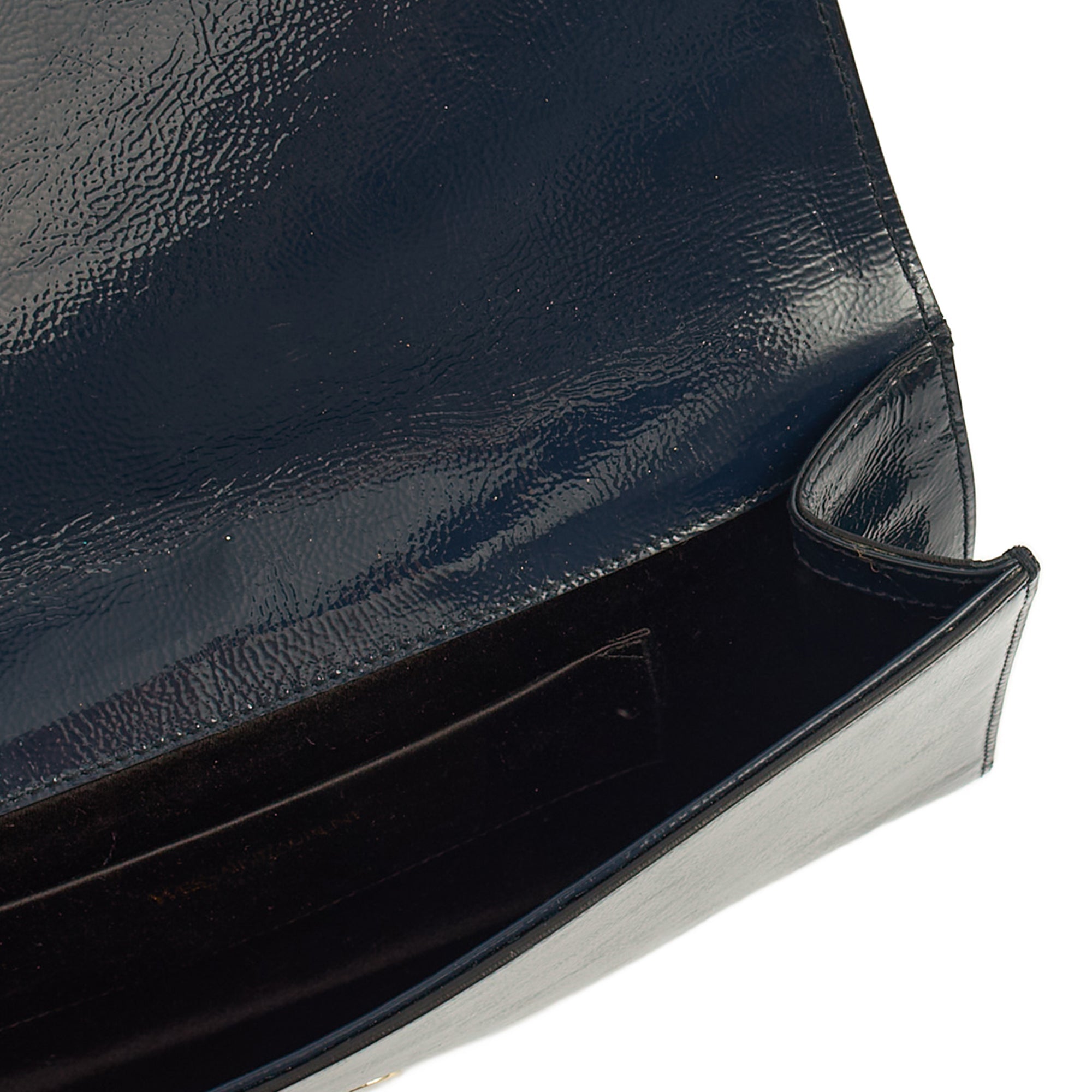 Saint Laurent Clutch Cassandra Clutch in Blue, Patent Leather