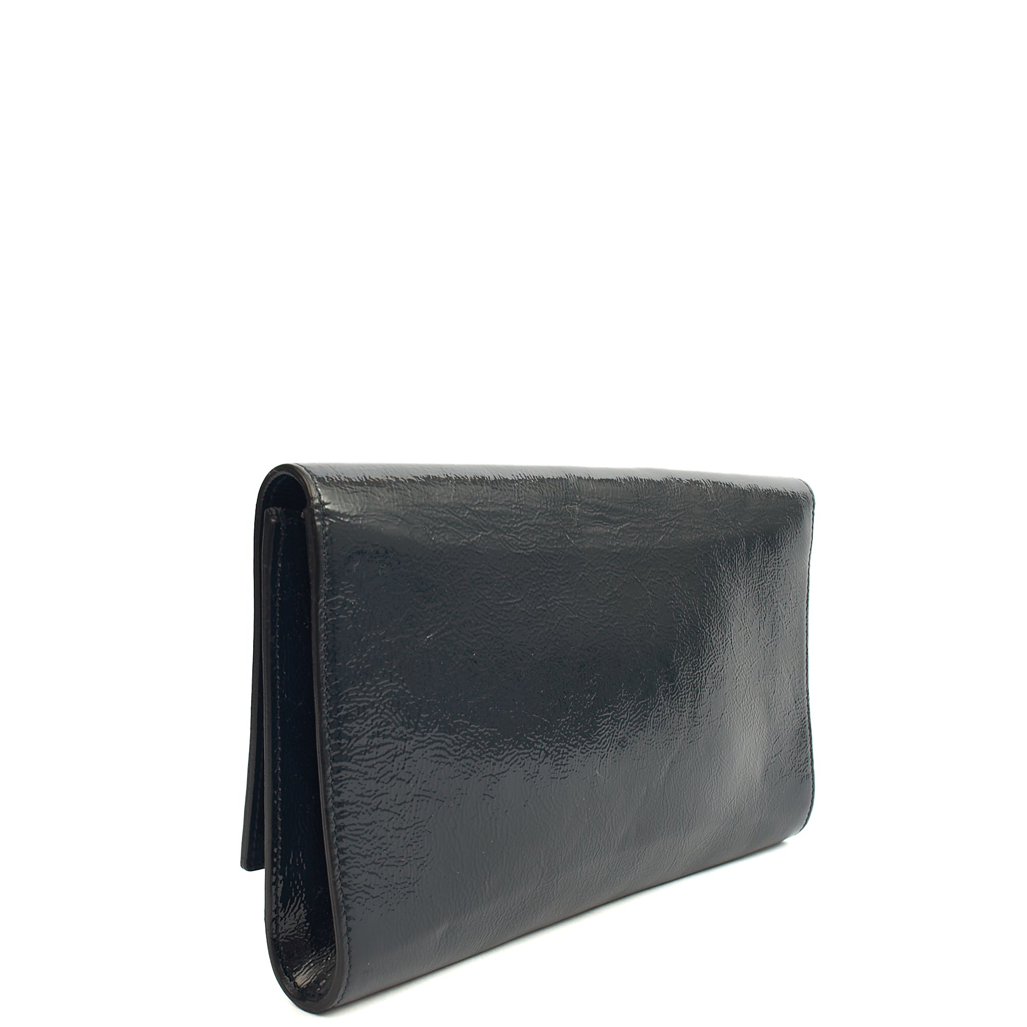 Saint Laurent Clutch Cassandra Clutch in Blue, Patent Leather