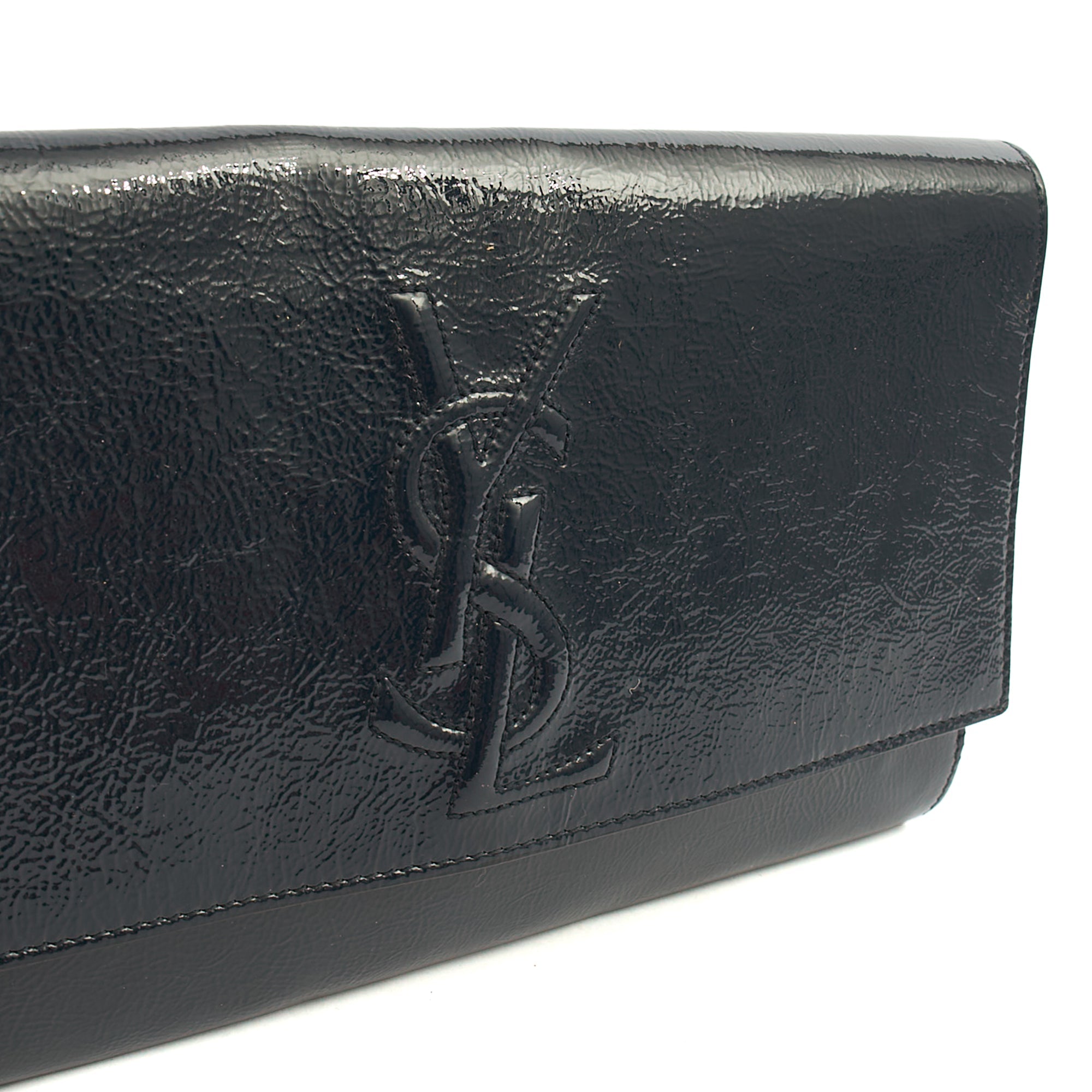 Saint Laurent Clutch Cassandra Clutch in Blue, Patent Leather
