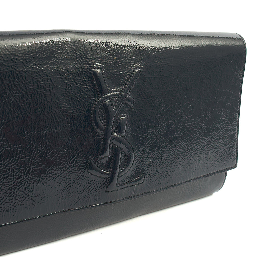 Saint Laurent Clutch Cassandra Clutch in Blue, Patent Leather
