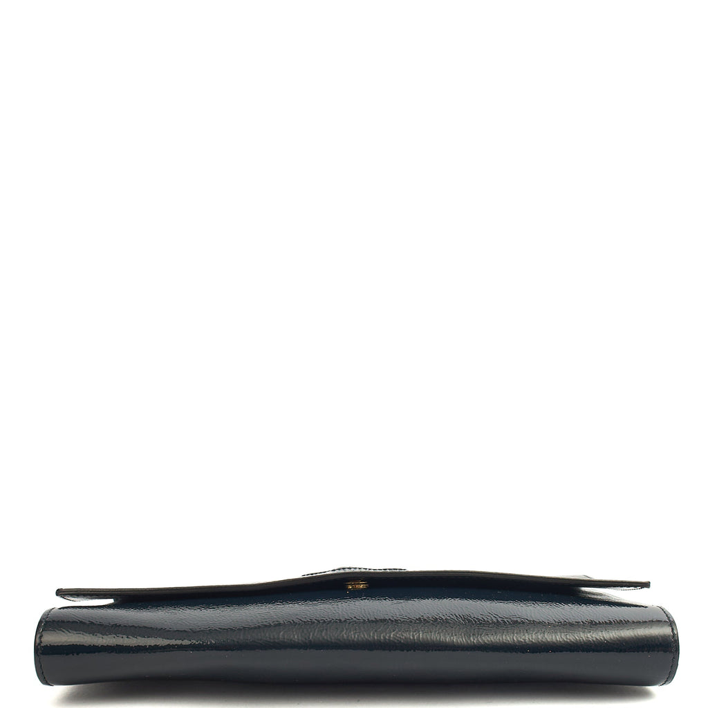 Saint Laurent Clutch Cassandra Clutch in Blue, Patent Leather