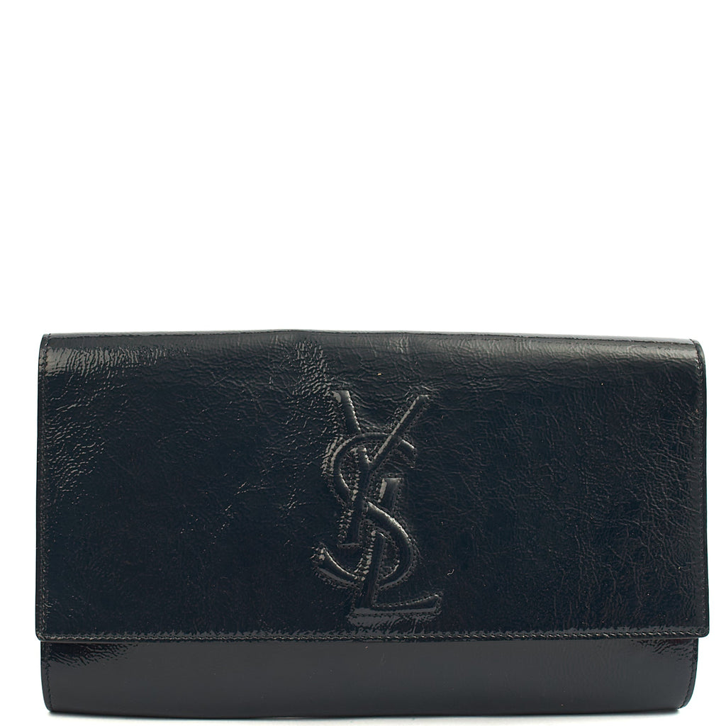 Saint Laurent Clutch Cassandra Clutch in Blue, Patent Leather