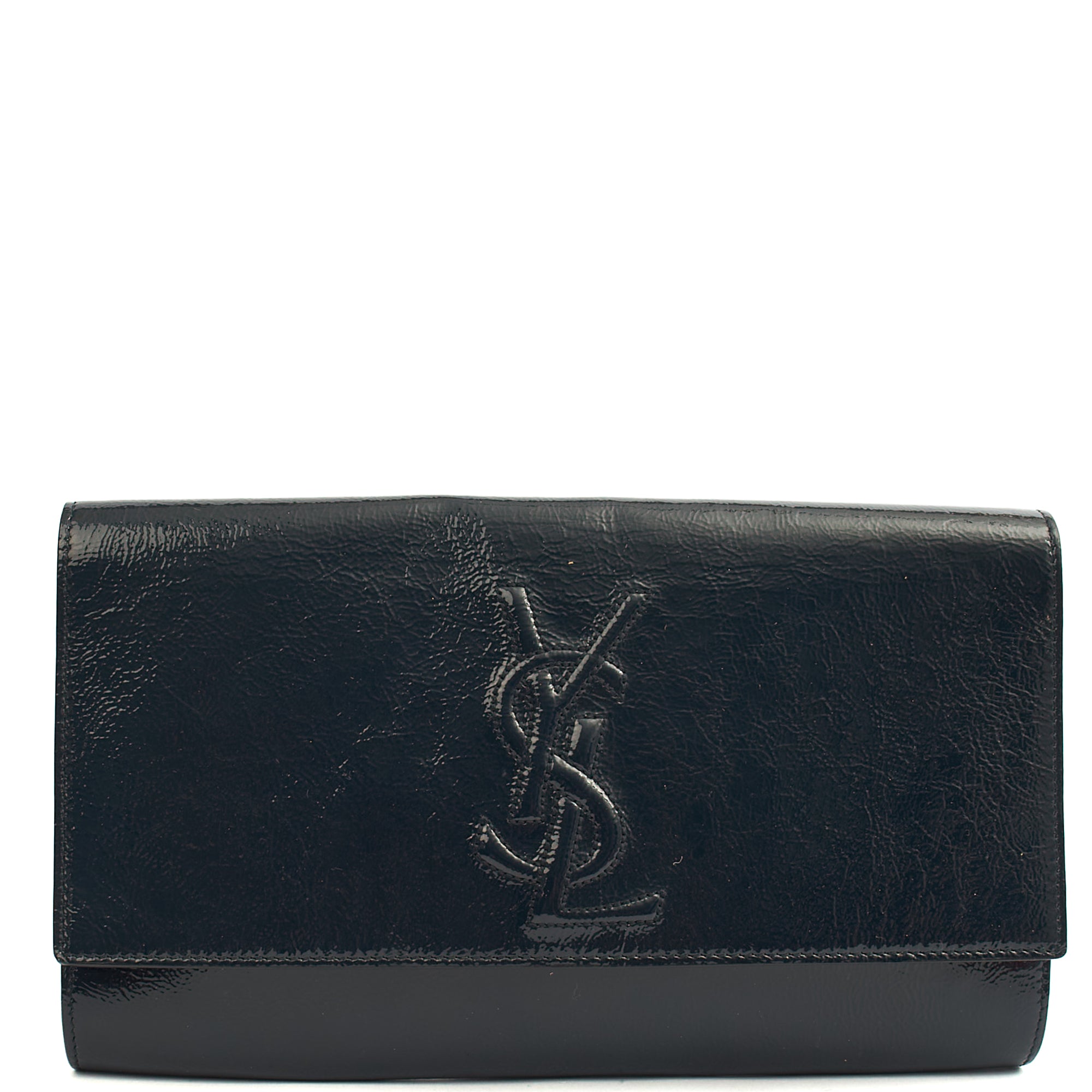 Saint Laurent Clutch Cassandra Clutch in Blue, Patent Leather