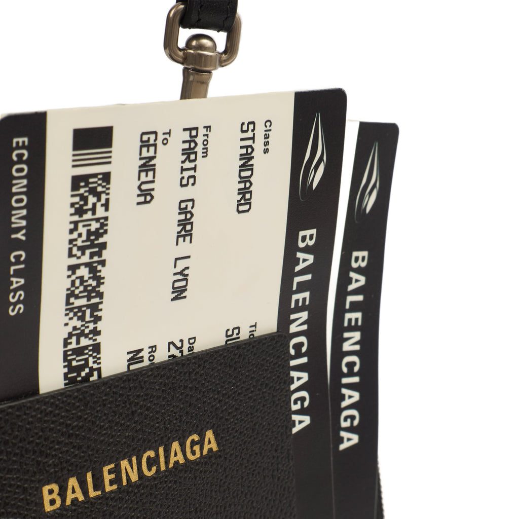 Balenciaga Bag Charm Zip Wallet in Black, Leather