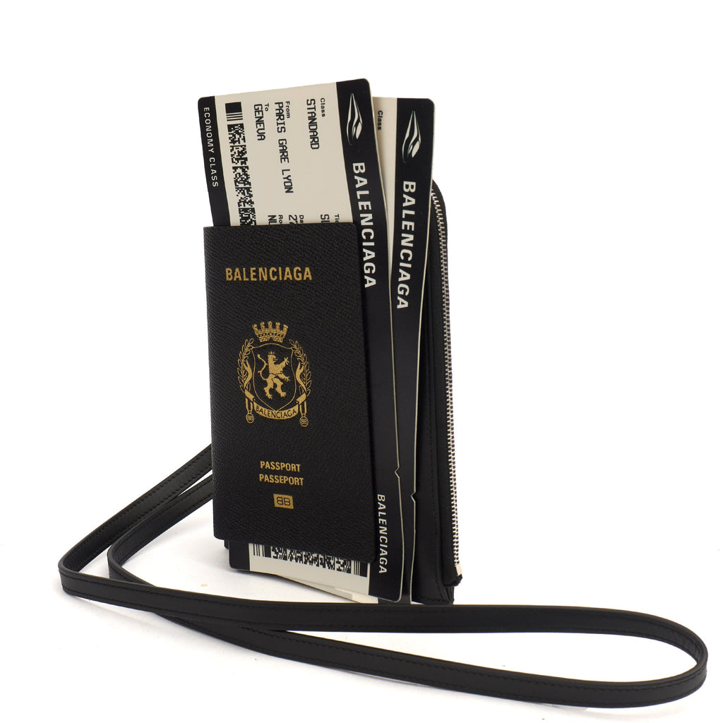Balenciaga Bag Charm Zip Wallet in Black, Leather