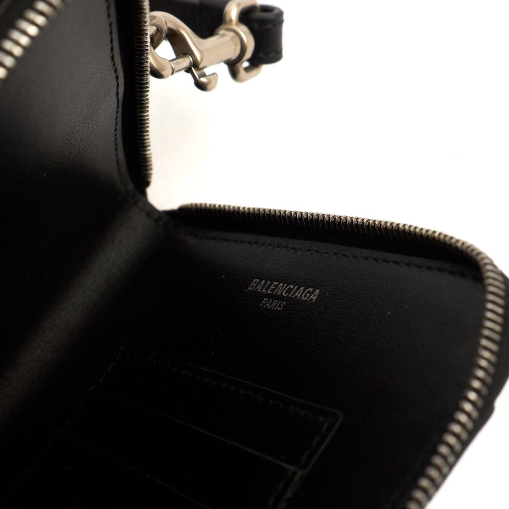 Balenciaga Bag Charm Zip Wallet in Black, Leather