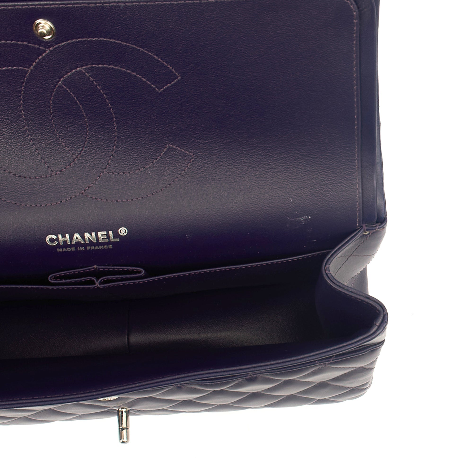 Chanel Shoulder Bag Classic Double Flap - Large in Purple, Calfskin Leather