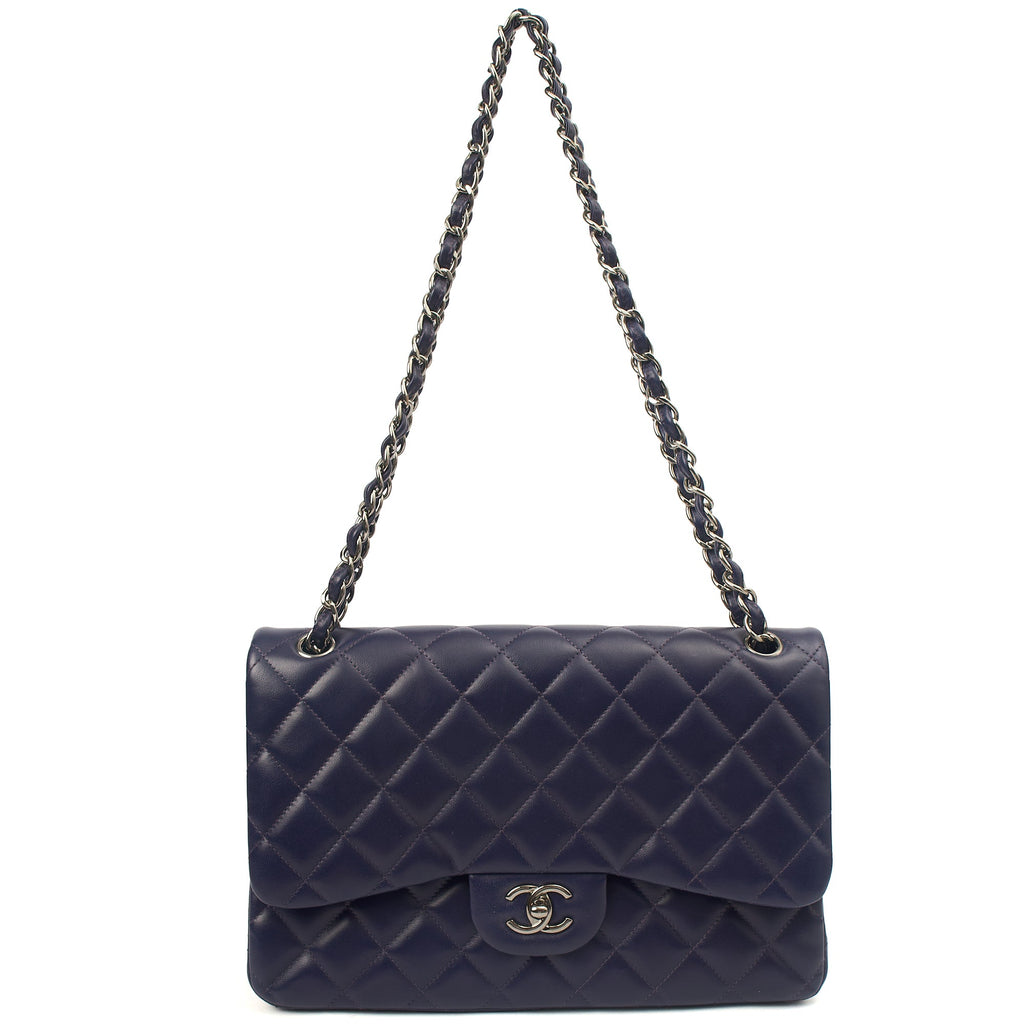 Chanel Shoulder Bag Classic Double Flap - Large in Purple, Calfskin Leather