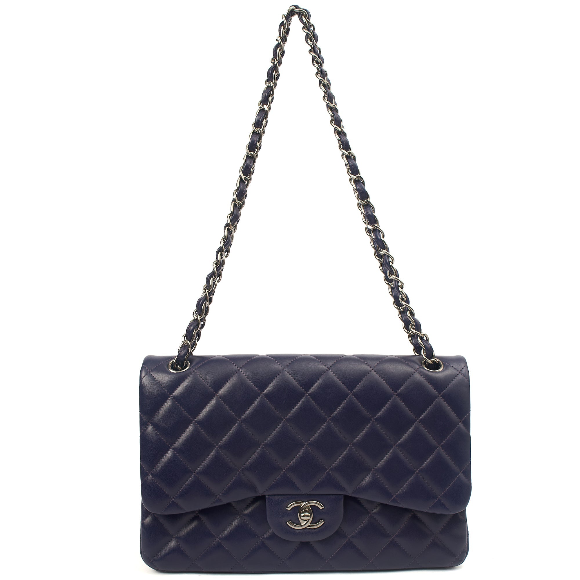 Chanel Shoulder Bag Classic Double Flap - Large in Purple, Calfskin Leather
