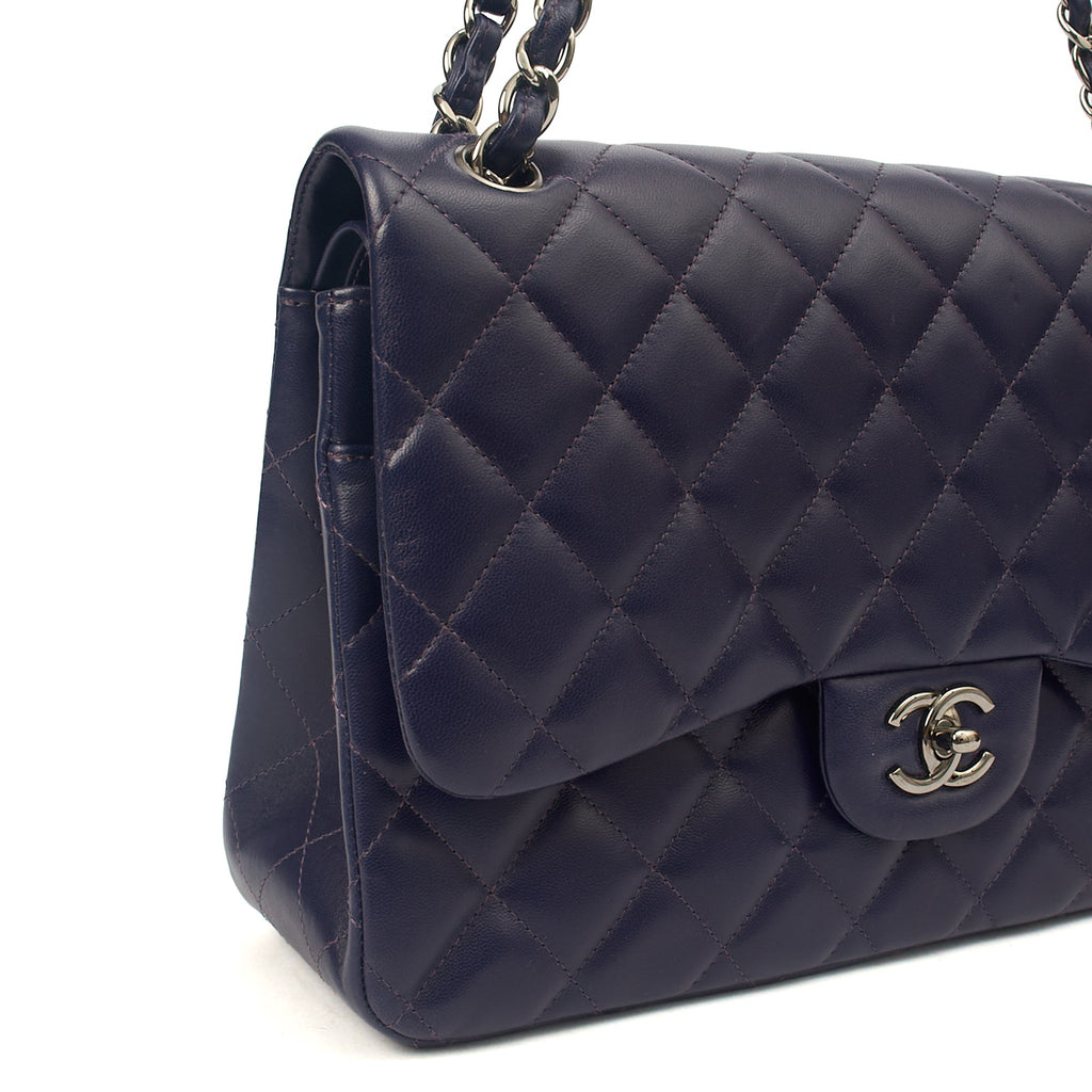 Chanel Shoulder Bag Classic Double Flap - Large in Purple, Calfskin Leather