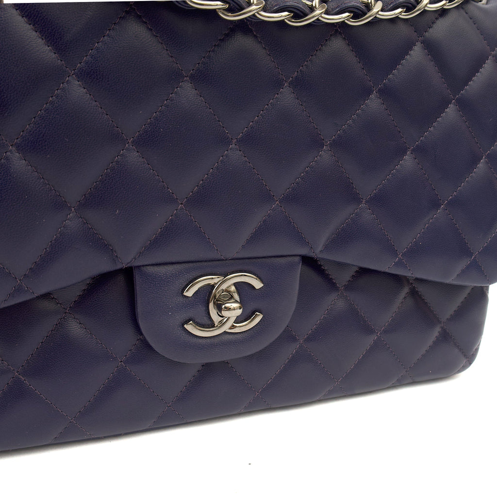 Chanel Shoulder Bag Classic Double Flap - Large in Purple, Calfskin Leather