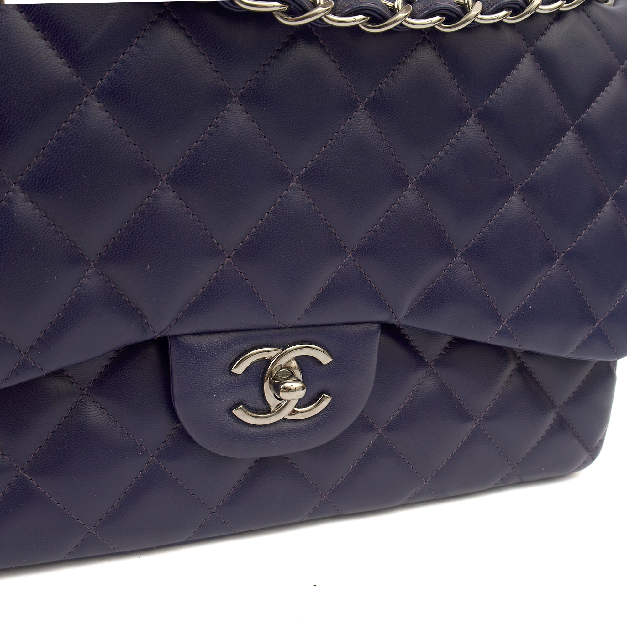 Chanel Shoulder Bag Classic Double Flap - Large in Purple, Calfskin Leather