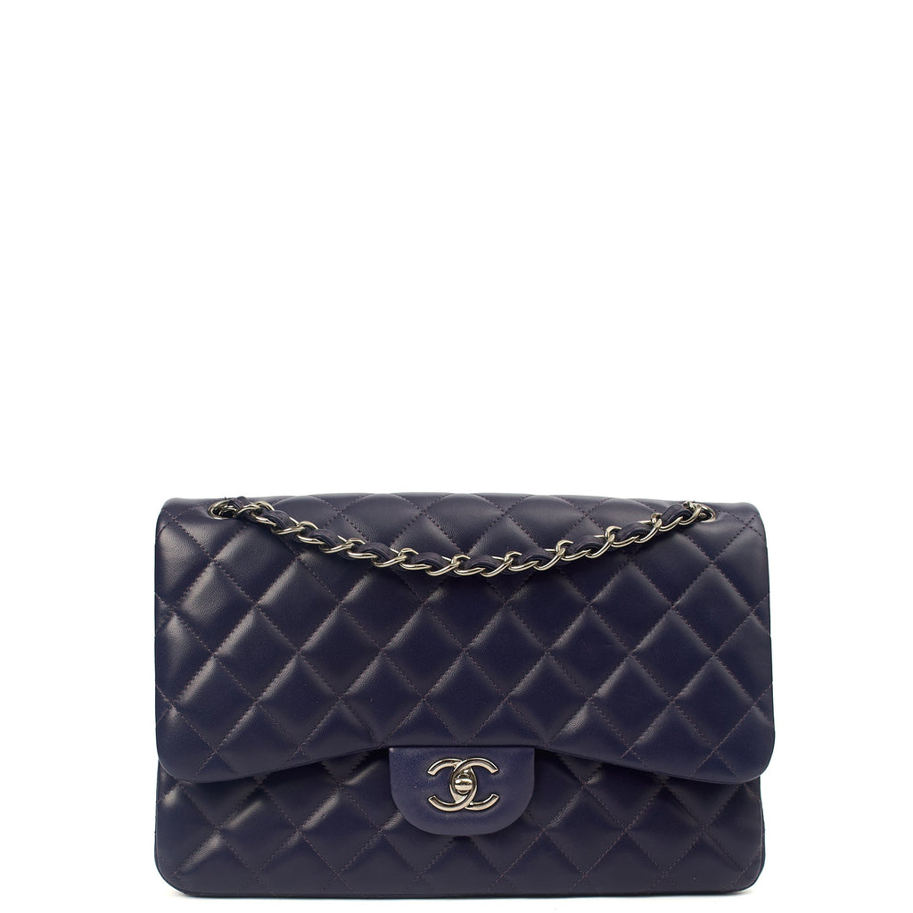 Chanel Shoulder Bag Classic Double Flap - Large in Purple, Calfskin Leather
