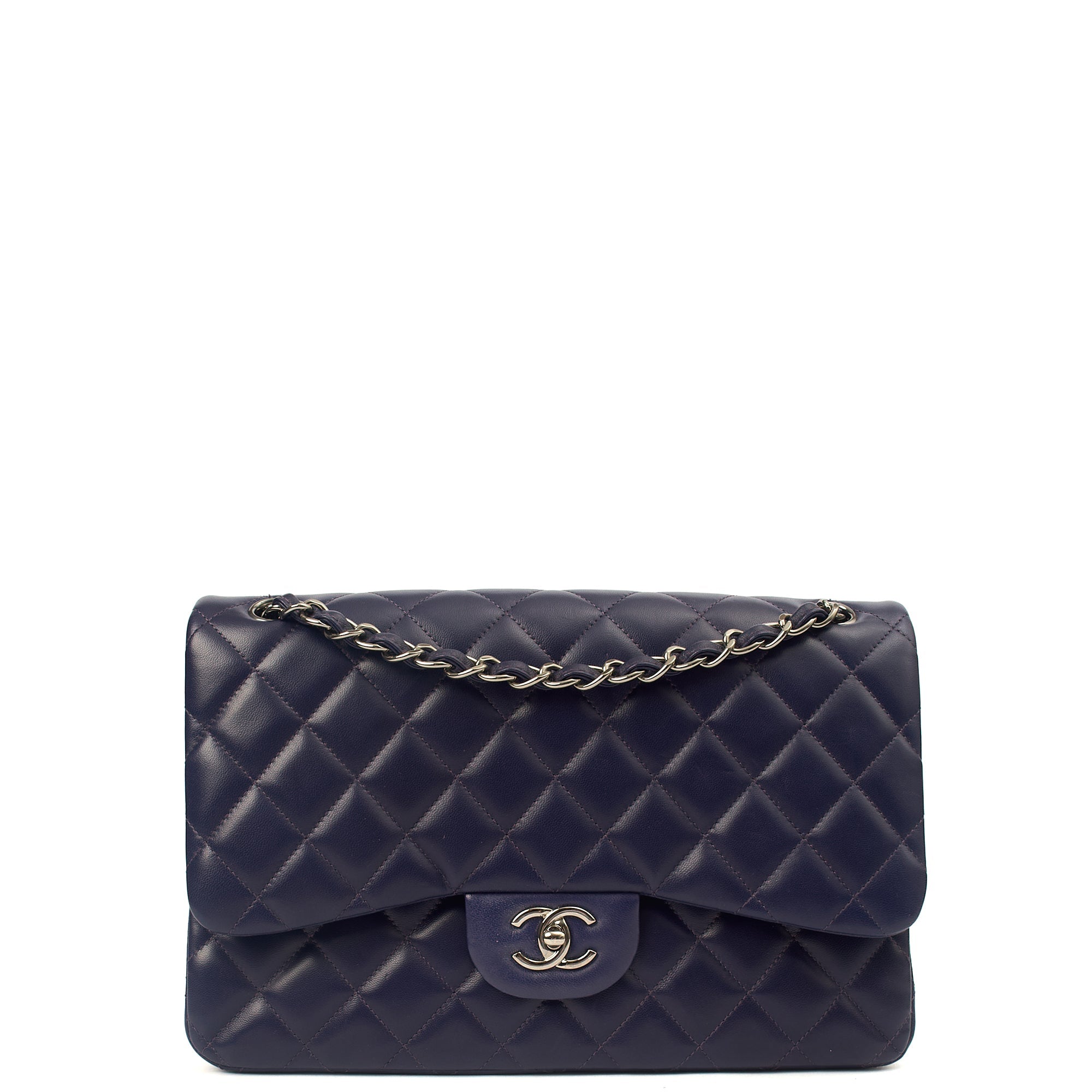 Chanel Shoulder Bag Classic Double Flap - Large in Purple, Calfskin Leather