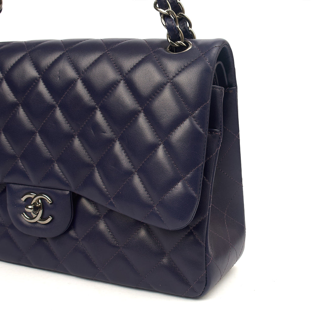 Chanel Shoulder Bag Classic Double Flap - Large in Purple, Calfskin Leather