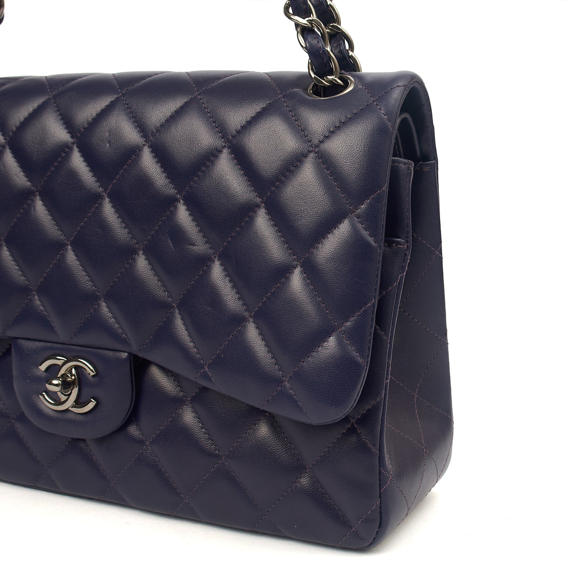 Chanel Shoulder Bag Classic Double Flap - Large in Purple, Calfskin Leather