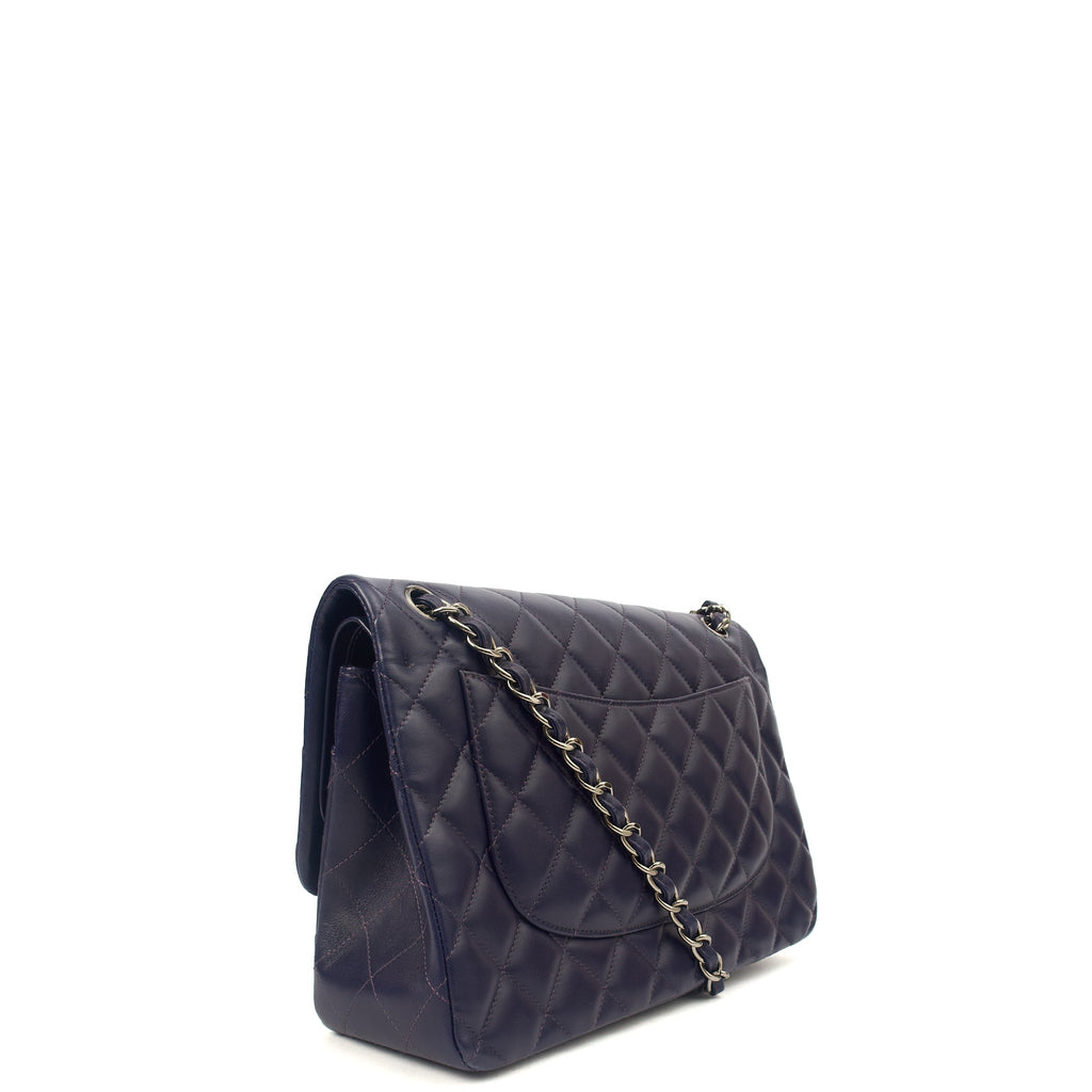 Chanel Shoulder Bag Classic Double Flap - Large in Purple, Calfskin Leather