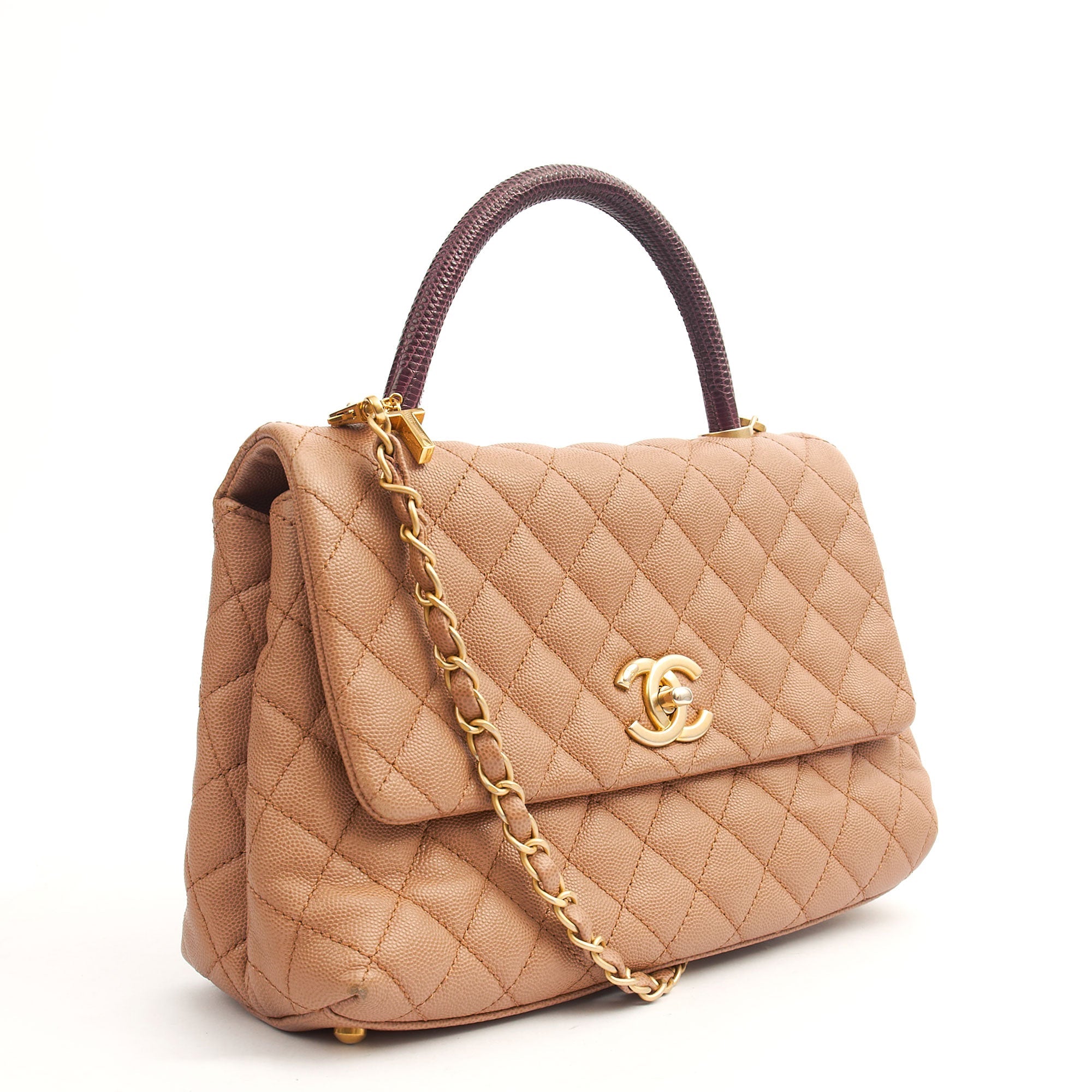 Chanel Top Handle Coco Handle- Medium  in Cream, Caviar Leather