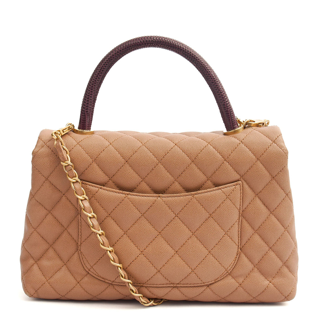 Chanel Top Handle Coco Handle- Medium  in Cream, Caviar Leather