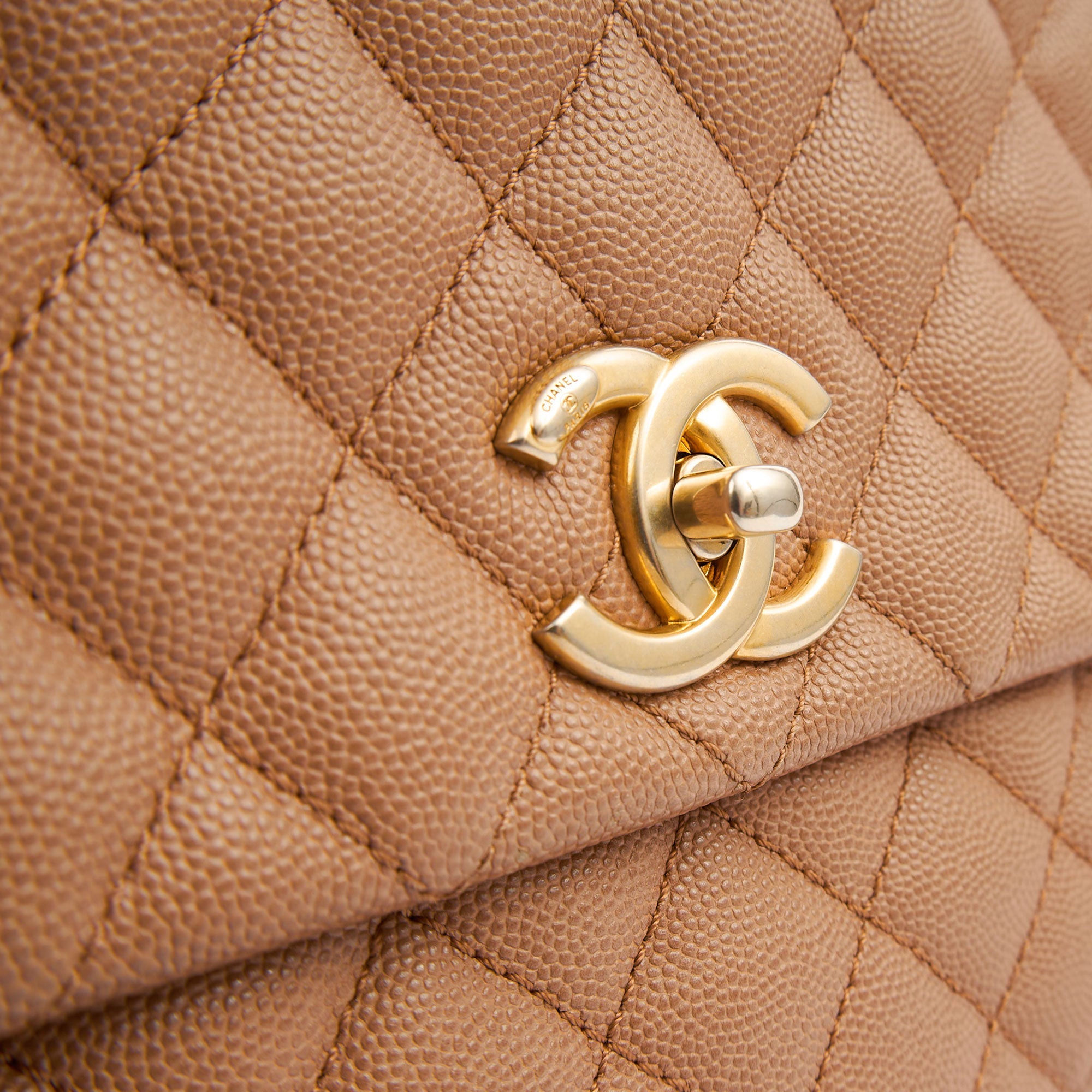 Chanel Top Handle Coco Handle- Medium  in Cream, Caviar Leather