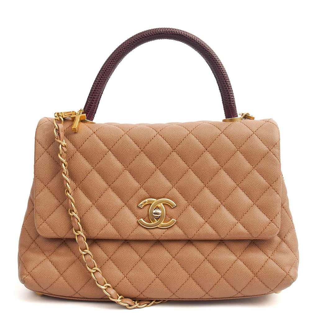 Chanel Top Handle Coco Handle- Medium  in Cream, Caviar Leather