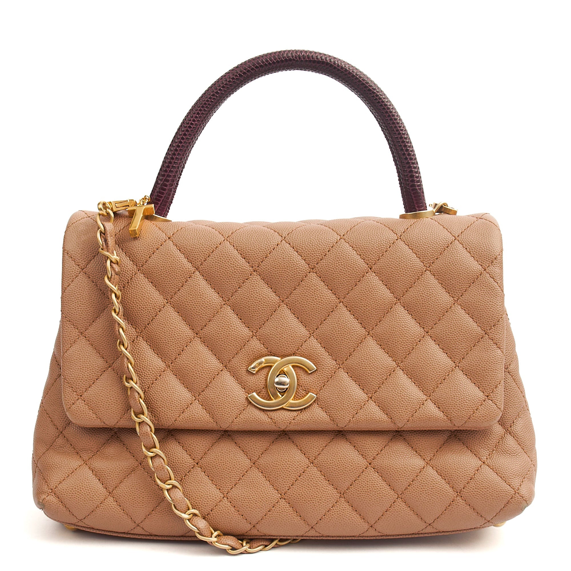 Chanel Top Handle Coco Handle- Medium  in Cream, Caviar Leather