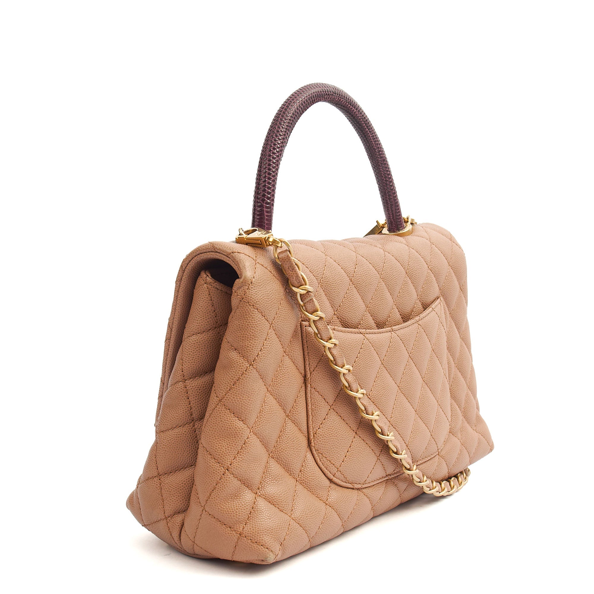 Chanel Top Handle Coco Handle- Medium  in Cream, Caviar Leather