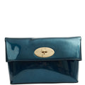 Mulberry Clutch Postman's Lock Pouch in Blue, Patent Leather