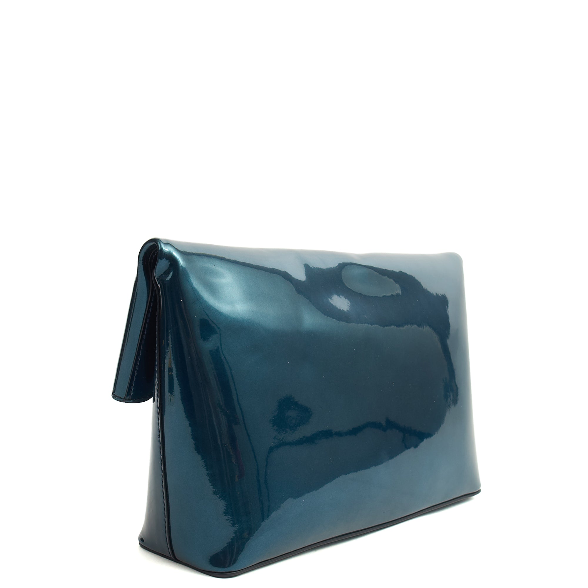 Mulberry Clutch Postman's Lock Pouch in Blue, Patent Leather