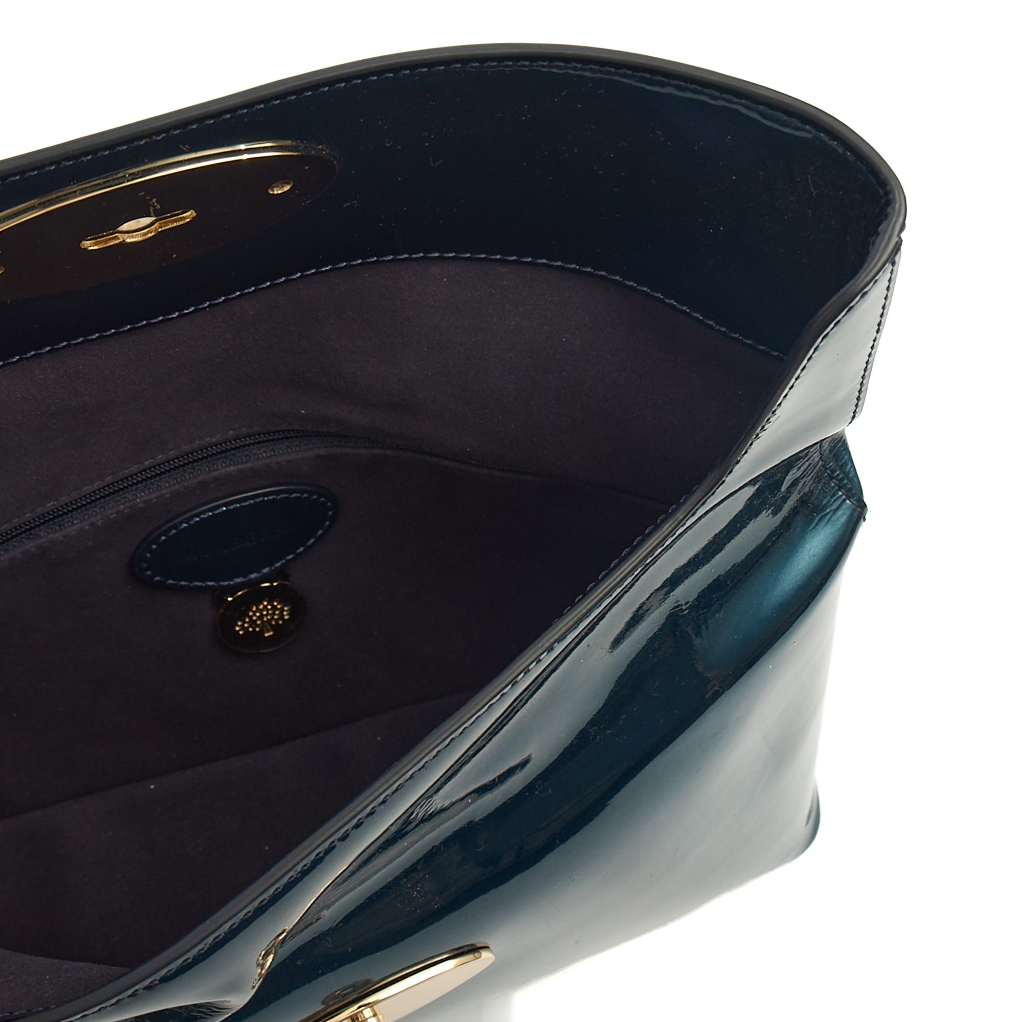 Mulberry Clutch Postman's Lock Pouch in Blue, Patent Leather
