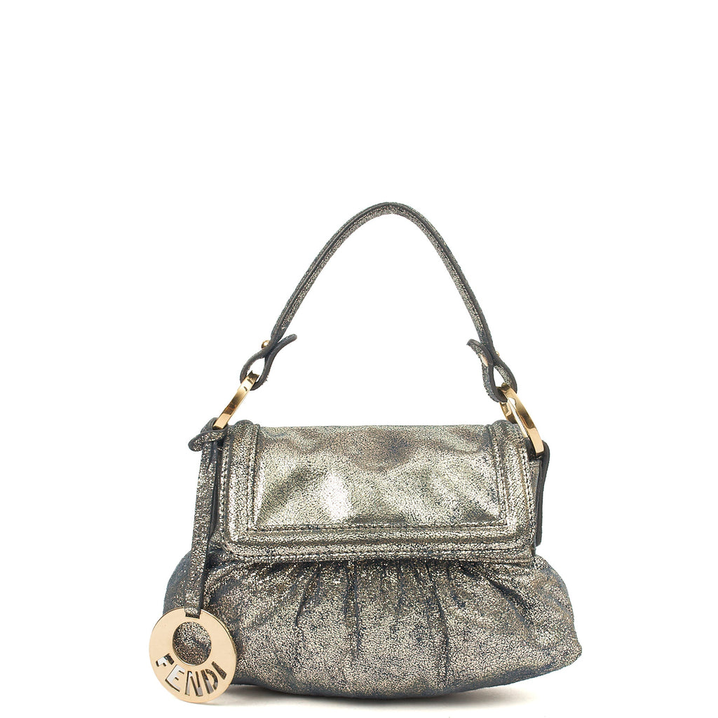 Fendi Mini Bag Chef Flap Bag in Metallic, Fabric