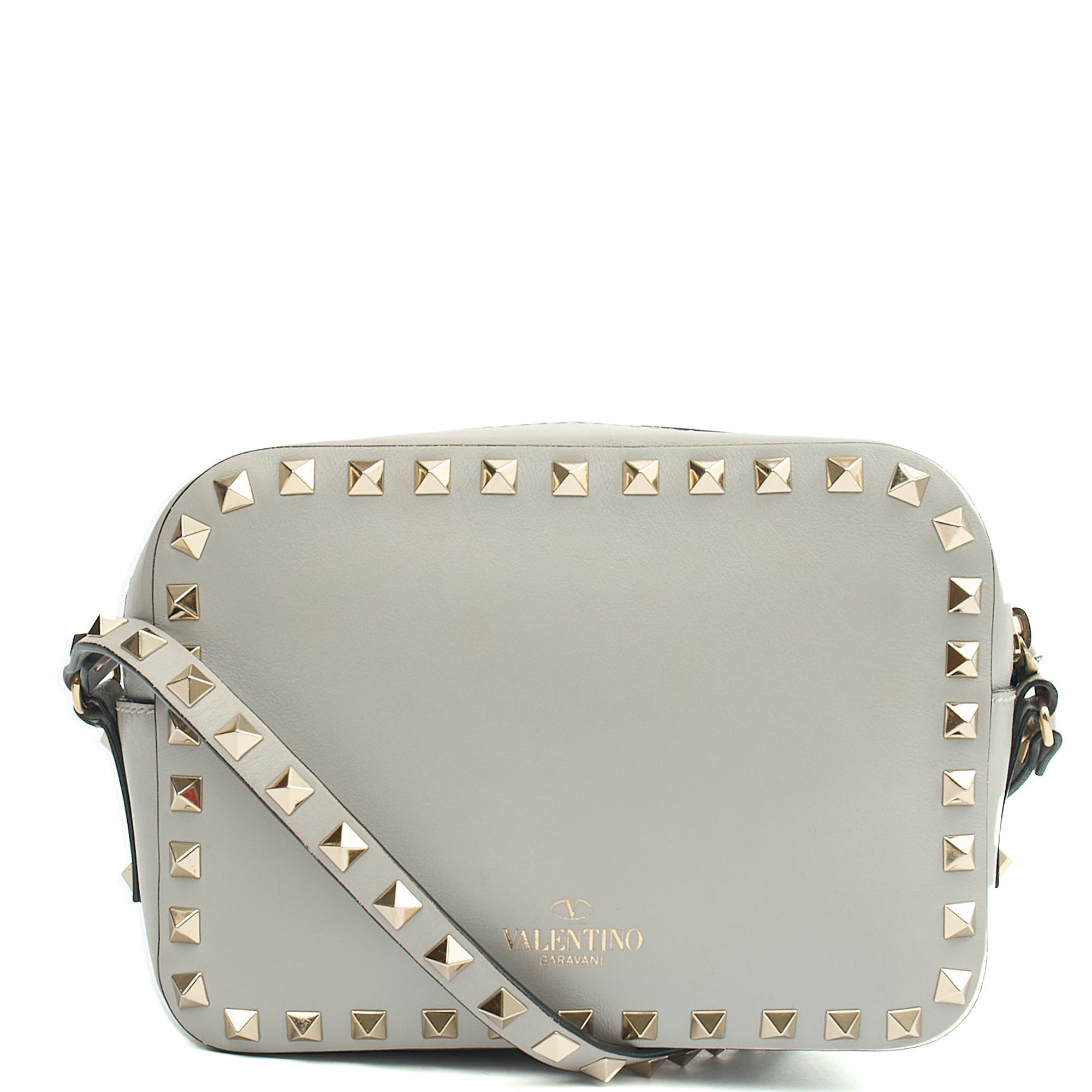 Valentino Cross Body Rockstud Crossbody Bag - Small in Grey, Leather