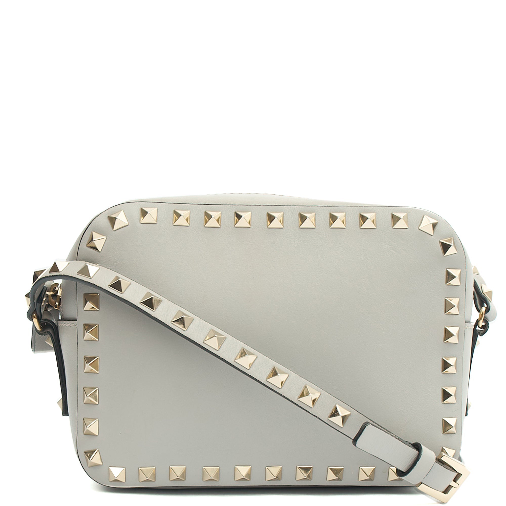 Valentino Cross Body Rockstud Crossbody Bag - Small in Grey, Leather