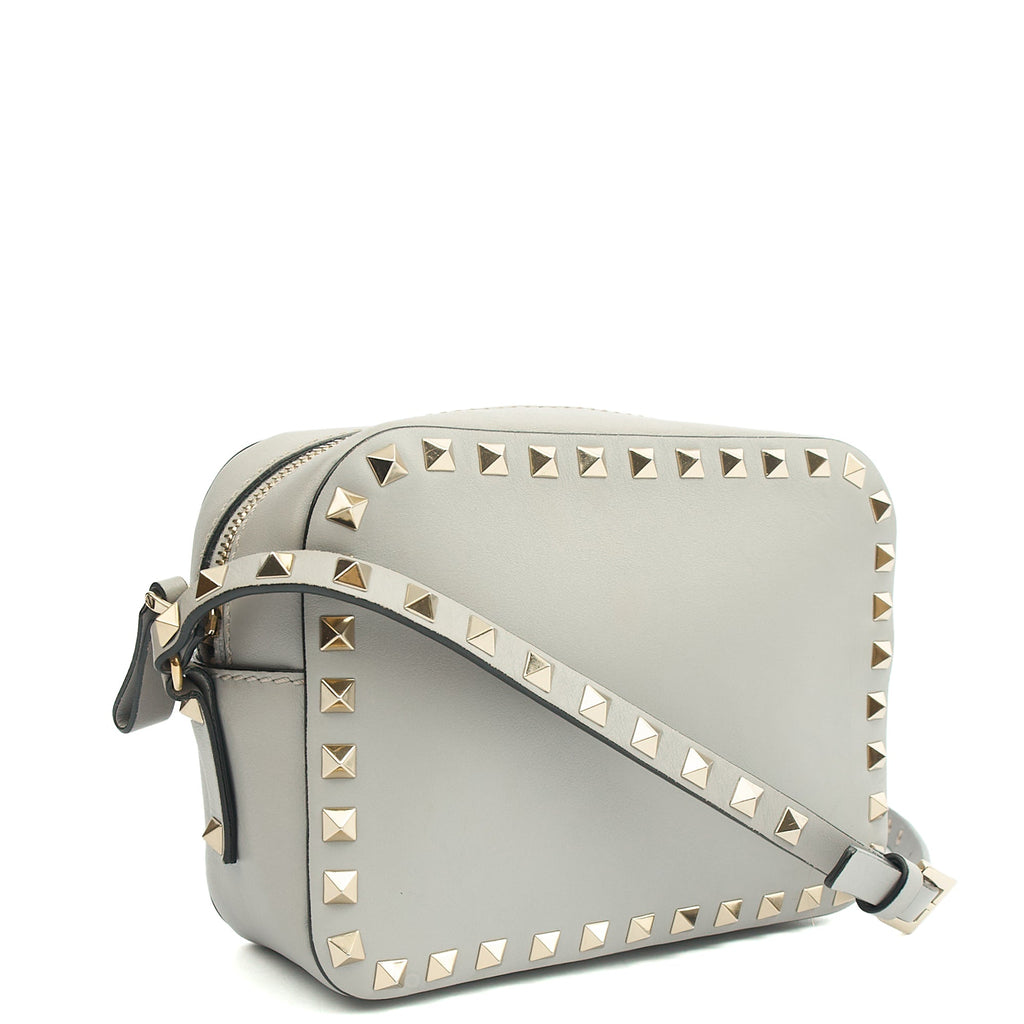 Valentino Cross Body Rockstud Crossbody Bag - Small in Grey, Leather