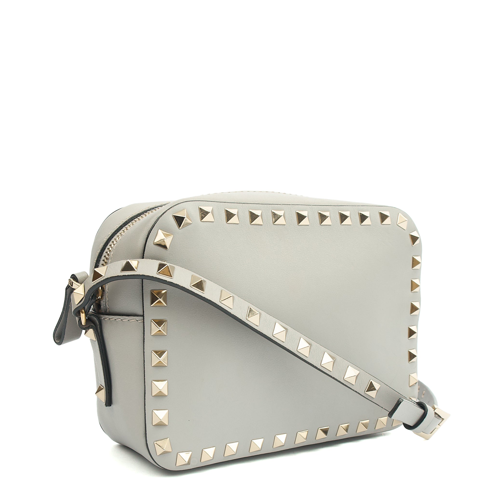 Valentino Cross Body Rockstud Crossbody Bag - Small in Grey, Leather