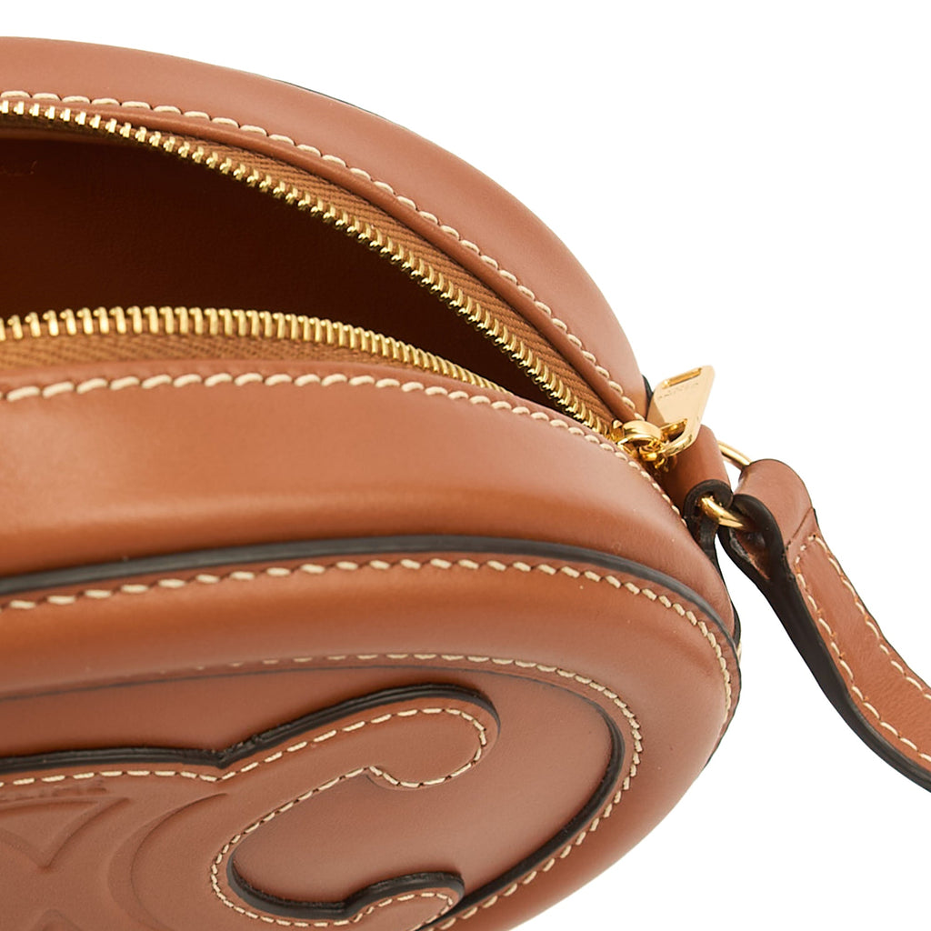 Celine Cross Body Triomphe Oval Crossbody in Brown, Box Calfskin