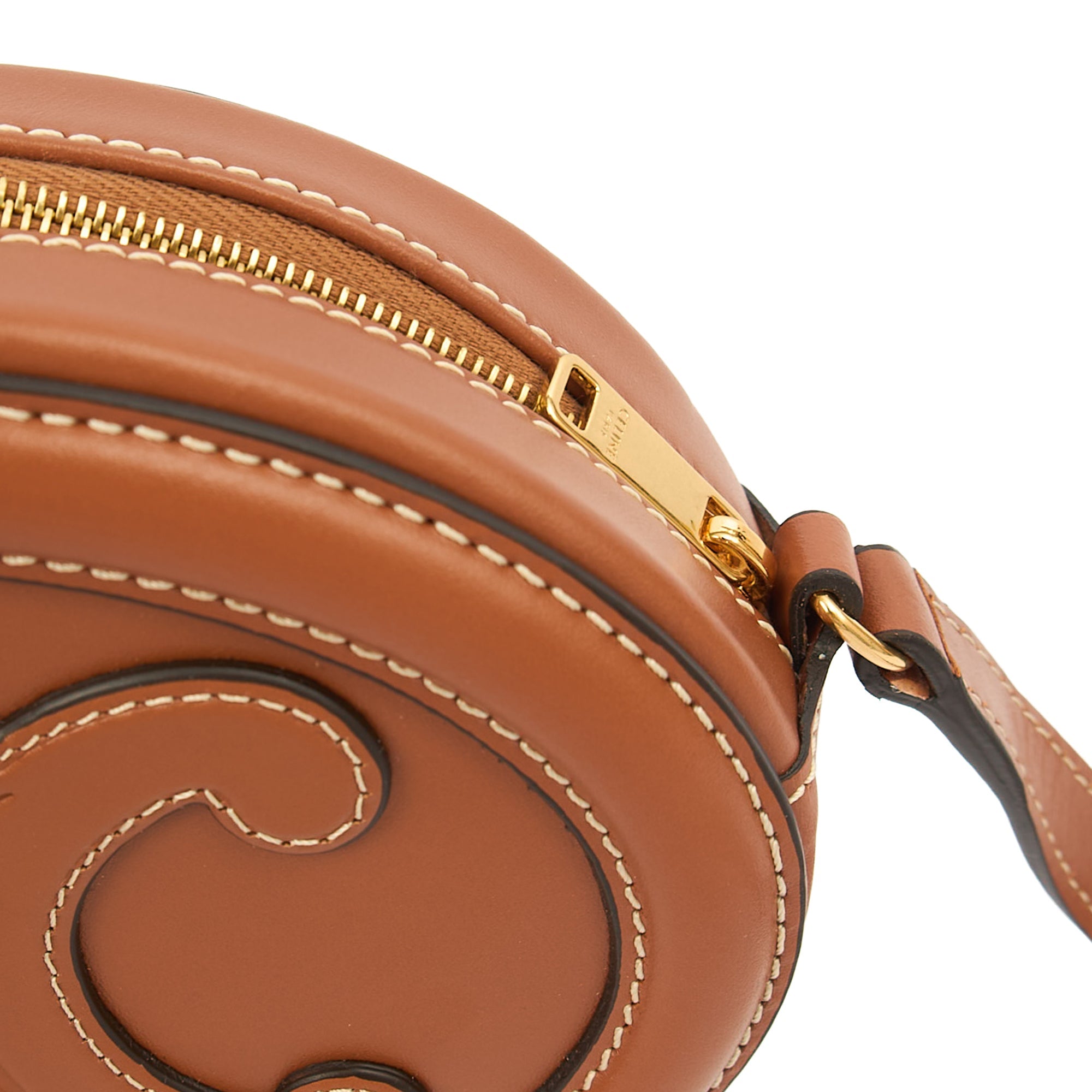 Celine Cross Body Triomphe Oval Crossbody in Brown, Box Calfskin