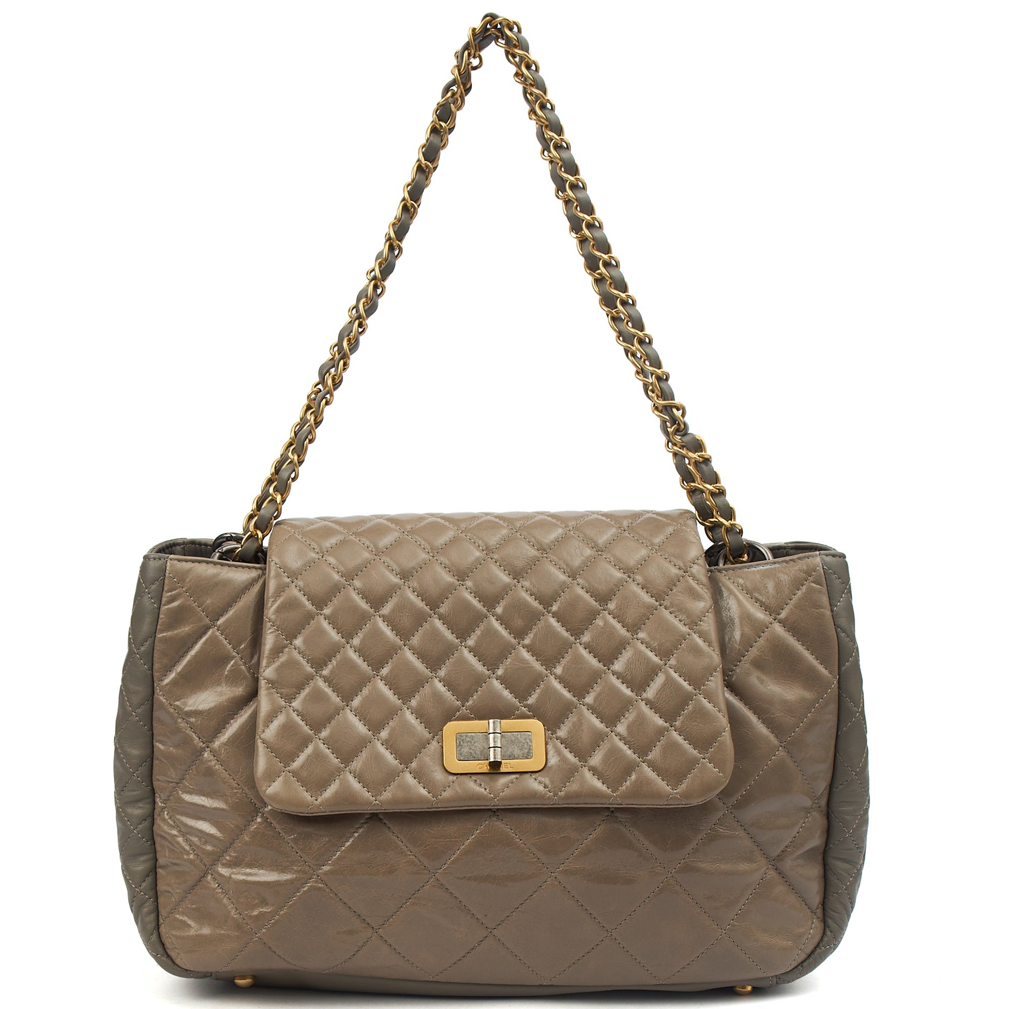 Chanel Tote Gabrielle Flap Bag in Grey, Glazed Calfskin