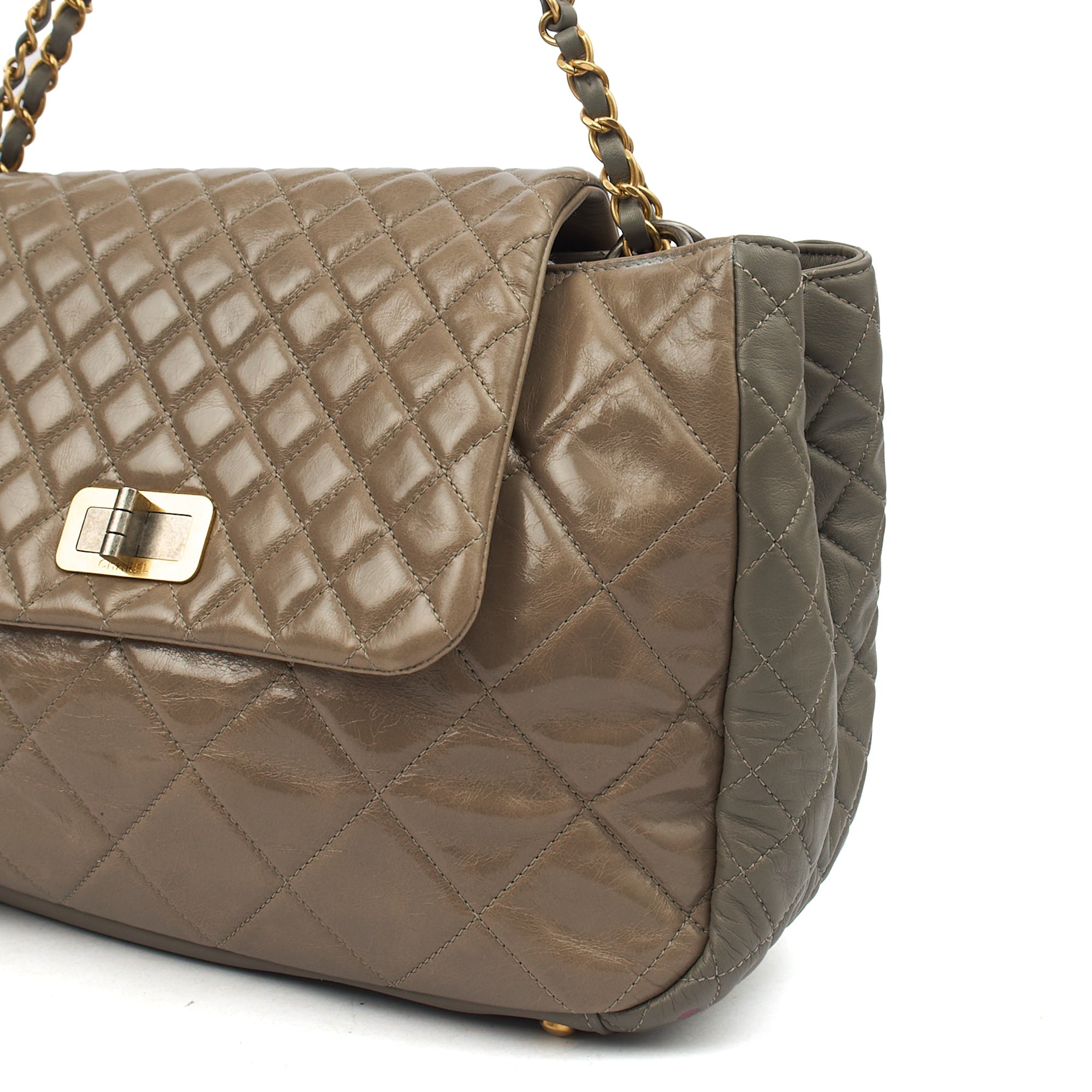 Chanel Tote Gabrielle Flap Bag in Grey, Glazed Calfskin
