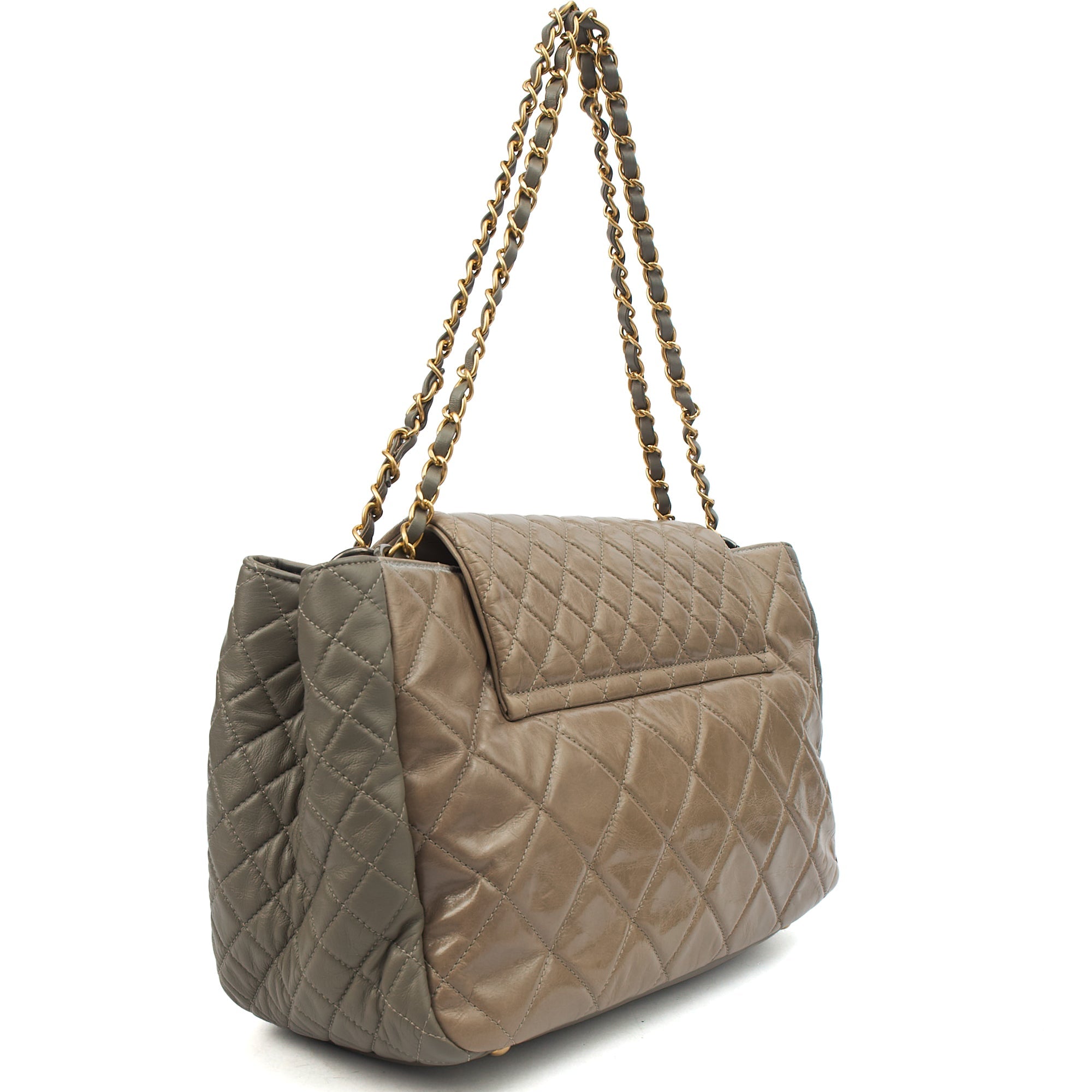 Chanel Tote Gabrielle Flap Bag in Grey, Glazed Calfskin