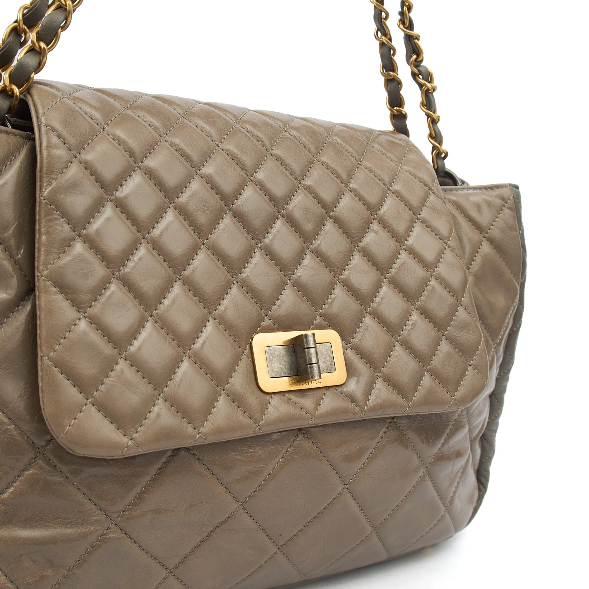 Chanel Tote Gabrielle Flap Bag in Grey, Glazed Calfskin