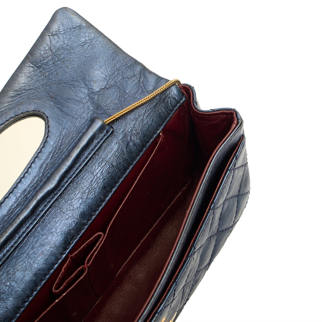 Chanel Shoulder Bag 2.55 Reissue East West Clutch in Blue, Crinkled Calfskin Leather