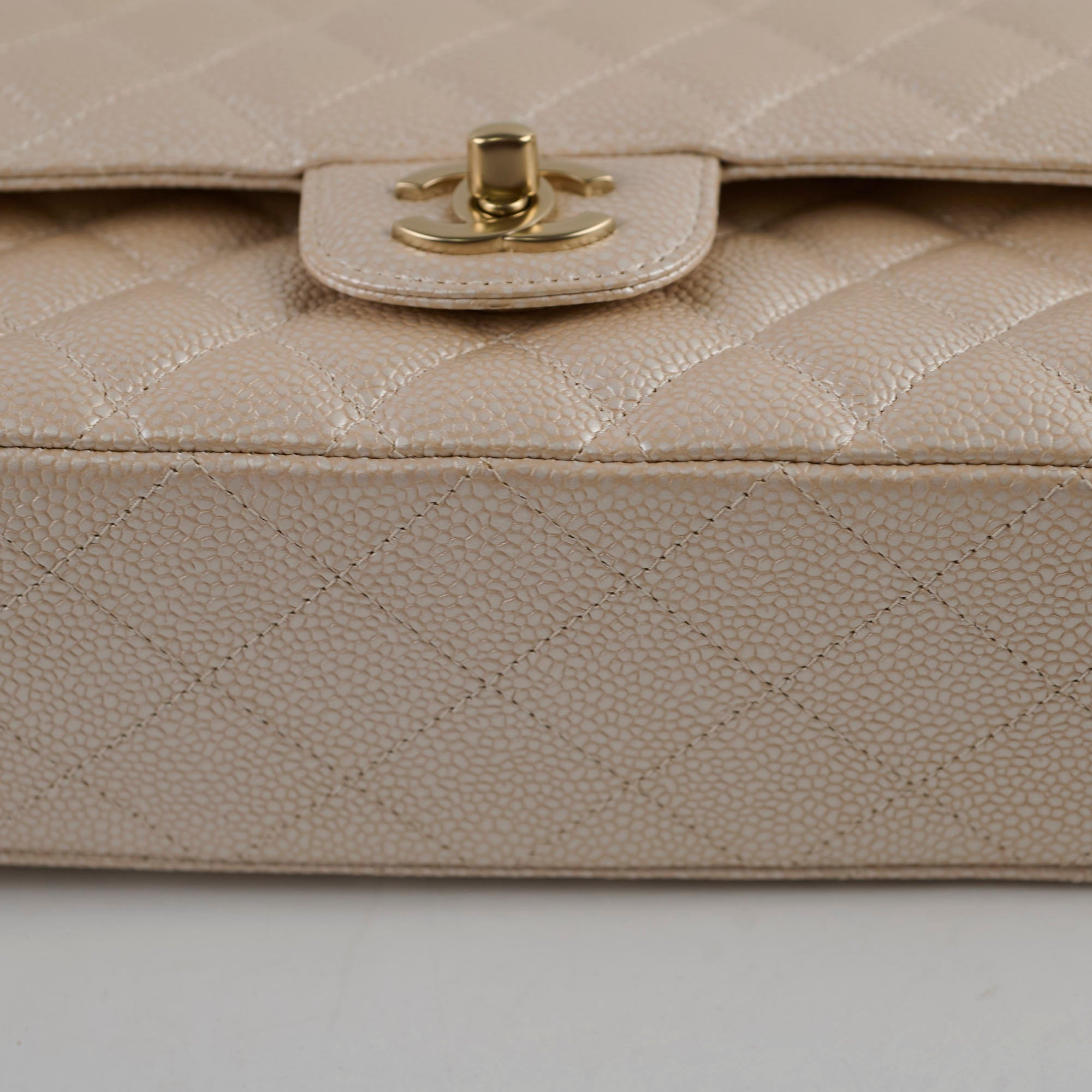 Chanel 12P Classic Flap Medium/Large M/L Pearly Beige C (16 Series)