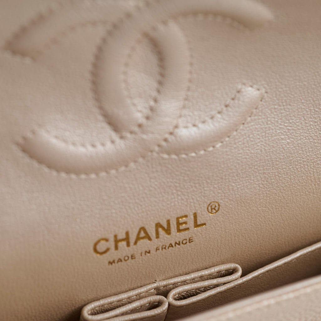 Chanel 12P Classic Flap Medium/Large M/L Pearly Beige C (16 Series)