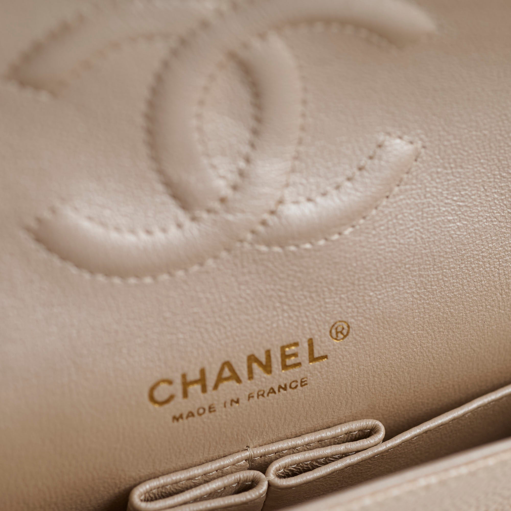 Chanel 12P Classic Flap Medium/Large M/L Pearly Beige C (16 Series)