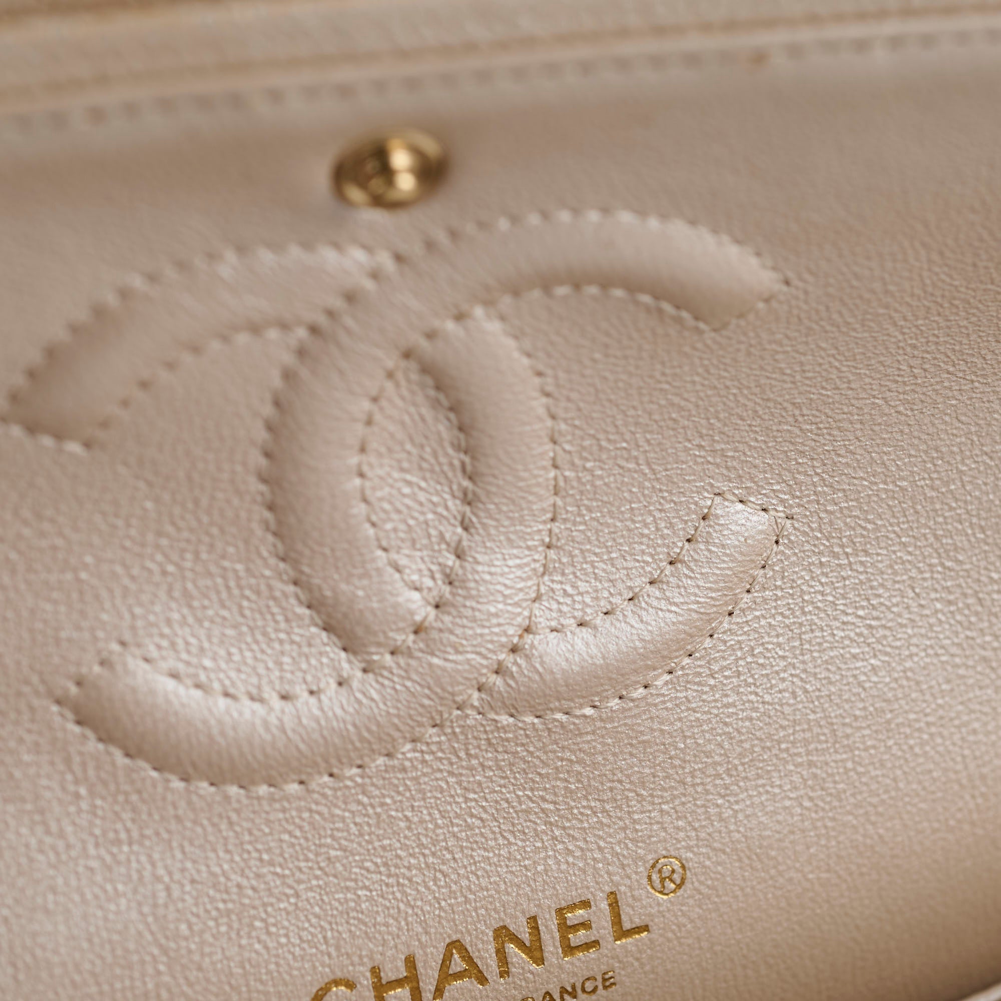 Chanel 12P Classic Flap Medium/Large M/L Pearly Beige C (16 Series)