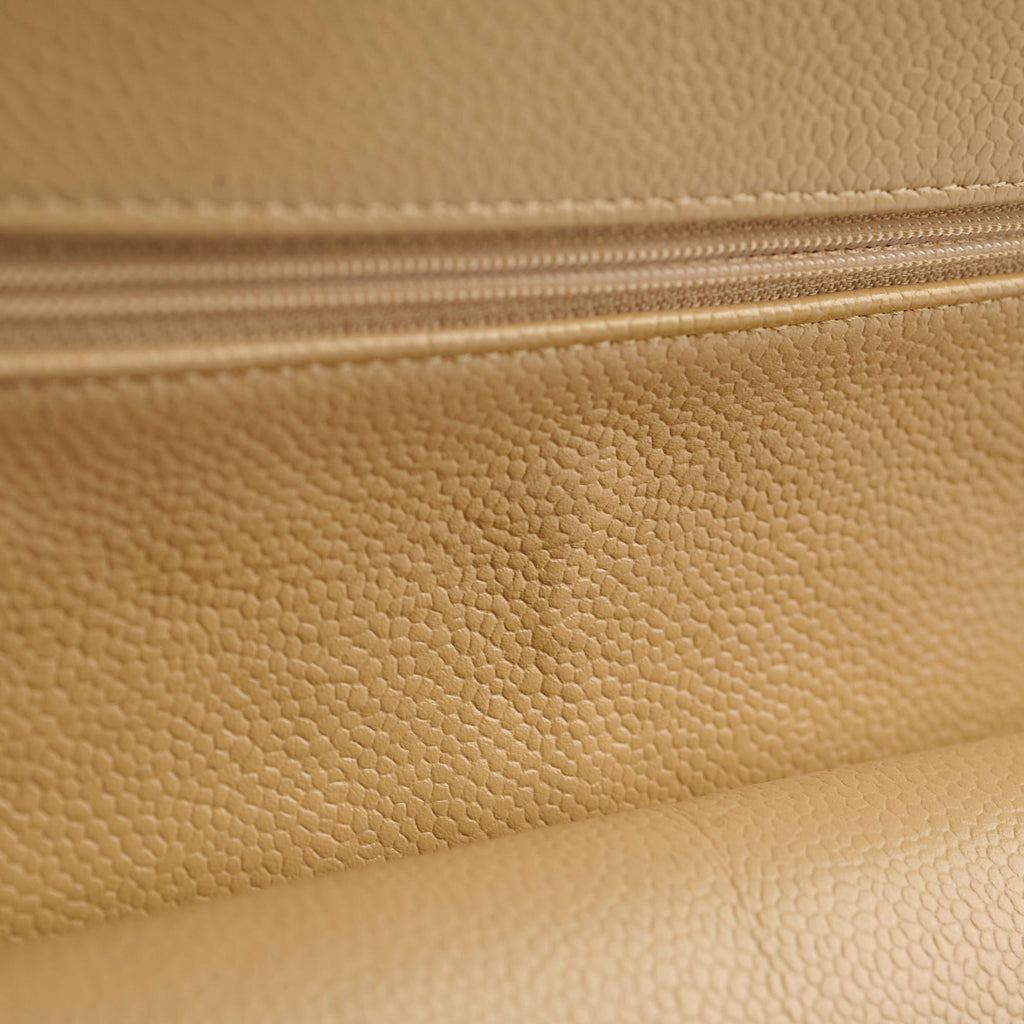Chanel Medium/Large Caviar Double Classic Flap Beige